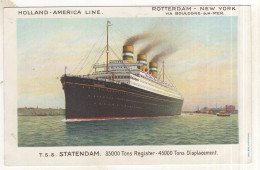 Delcampe - Rotterdam - New York  , T.S.S. STATENDAM , 35000 Tons Register - 45000 Tons Displacement - Dampfer