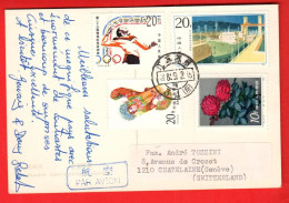 Delcampe - ZP1-14 CHINA – POSTCARD TO GENEVA CHATELAINE SWITZERLAND WITH 4 COMMEMORATIVE STAMPS – 1992 - Cartas & Documentos