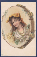 Delcampe - CPA Surréalisme Femme Woman Non Circulée Litho Relief Paillettes Gitane Bohémienne Art Nouveau - Frauen