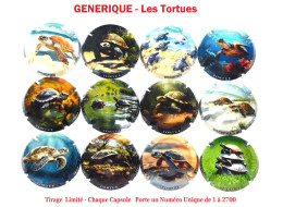 Delcampe - Série De 12 Capsules De Champagne GENERIQUE (Les Tortues) - Collections
