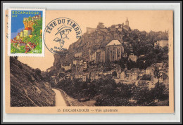 Delcampe - 56424 N°3492 Rocamadour Lot Vue Générale 2002 France Cad Lucky Luke Fete Du Timbre Carte Maximum Sur Cpa - 2000-2009
