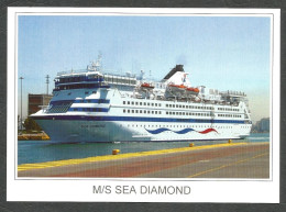 Delcampe - Cruise Liner MS SEA DIAMOND ( Ex BIRKA PRINCESS ) - Arriving In The Port Of Piraeus , Greece -TALLINK Shipping Company - - Ferries