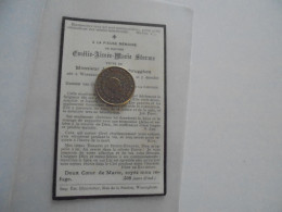 Delcampe - Souvenir Pieux Décès De Madame Emile Aimée Marie STORME Waereghem 1832 1908 Veuve De Monsieur Joseph Verbrugghen - Décès
