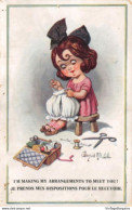 Delcampe - CPA Humour DONALD McGILL - "Je Prends Mes Dispositions..." - Fillette & Couture - Pantalon - Inter-Art - Trou D'épingle - Kinder-Zeichnungen