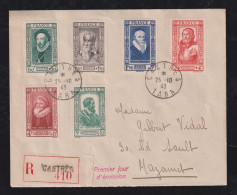 Delcampe - France 1943 FDC First Day Cover Registered CASTRES Mi# 600-05 - Briefe U. Dokumente