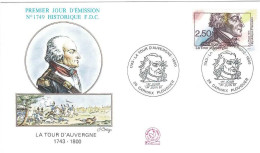 Delcampe - Enveloppe Premier Jour 1749  - La Tour D'Auvergne - 1991 - Carhaix Plouguer - 1990-1999