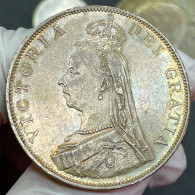 Delcampe - UK Great Britain  Victoria  Double Florin 1890    KM# 763  UNC Rainbow Toning - Double Florin