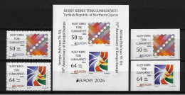 Delcampe - CHIPRE TURCO /TÜRKISH CYPRUS / NORTHERN CYPRUS -EUROPA-CEPT 2026 -70th ANNIVERSARY -SET - N + BLOCK And SET IMPERFORATED - 2026