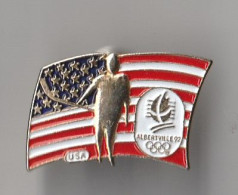 Delcampe - PIN'S THEME JEUX OLYMPIQUES ALBERTVILLE 1992 HOCKEY SUR GLACE  EQUIPE USA   RARE - Olympic Games
