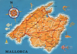 Delcampe - ESPAÑA Mallorca Baleares Mapa Turístico De La Isla Con Fauna Marina #SAU442 - Mallorca