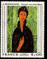 Delcampe - France Poste Obl Yv:2109 Mi:2227 Modigliani Femme Aux Yeux Bleus (cachet Rond) Cachet Rouge - Gebraucht