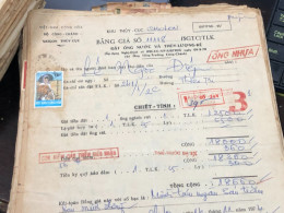 Delcampe - SOUTH VIETNAM PAPER CONTAINING CITIZEN'S DONATIONS OF WATER AND ELECTRICITY TO THE NATION, WITH A STAMP ATTACHED, SENT V - Documents Historiques
