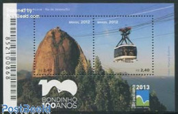 Delcampe - Brazil 2012 Cable Car Centenary S/s, Mint NH, Transport - Cableways - Neufs