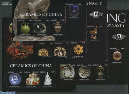 Delcampe - Tanzania 2012 Ceramics Of China 16v (4 M/s), Mint NH, Nature - Birds - Art - Ceramics - Porcelain