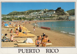 Delcampe - ESPAÑA Puerto Rico Canarias Playa Animada Con Bañistas Y Hoteles Oblit #PBD425 - Gran Canaria