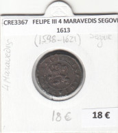 Delcampe - CRE3367 MONEDA  ESPAÑA FELIPE III 4 MARAVEDIS SEGOVIA 1613 - Premières Frappes