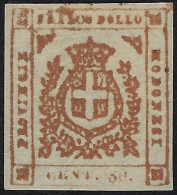 Delcampe - Italy States Modena 1859 Governo Provvisorio 80c Arancio Bruno Decalco Nº 18aa - MH * - Modena
