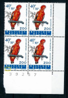 Delcampe - Oiseau- Bird - Vogel - Zoo D'Anvers  - Bloc De 4 Cdf    -  N° 1216** - Varibel - V21 - Petit Trait  Au-dessus De " DE R - 1961-1990