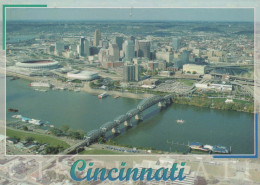 Delcampe - USA Cincinnati Aerial Panoramic City View River Bridges Ball Park #PBG361 - Cincinnati