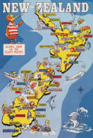 Delcampe - New Zealand Pictorial Map North South Islands Kiwi Bird Tourist #PBG246 - Neuseeland