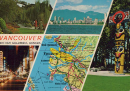 Delcampe - Canada Vancouver BC Panoramic City Views Totems Map #PBG201 - Vancouver