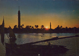 Delcampe - Egypt Cairo Sunset On Nile Tower Minaret Felucca Boats Unposted #PBG190 - Kairo