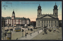 Delcampe - AK Debrecen / Debreczin, Ref. Nagytemplom és Püspöki Palota Mit Strassenbahn - Ungarn