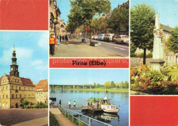 Delcampe - Pirna Elbe Markt Karl Marx Strasse Dampferanlegestelle Postsaeule - Pirna