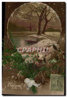 Delcampe - Fete - Bonne Annee - Vrai Fleurs Seches - 1917 - CPA - Anno Nuovo