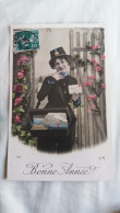 Delcampe - CPA BONNE ANNEE FACTRICE LETTRES BISES 1908 METIER FEMME - Post & Briefboten
