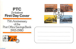 Delcampe - Zimbabwe 1980 Postal Saving Bank 4v, First Day Cover, Various - Banking And Insurance - Art - Architecture - Zimbabwe (1980-...)