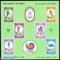 Delcampe - Oman 1988 Olympic Games S/s, Mint NH, Nature - Sport - Horses - Athletics - Football - Hockey - Olympic Games - Shooti.. - Athlétisme