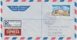 Delcampe - 1964, Independence 20 Sh. Extremely Rare Single Postage On Very Rare Superb Registered Express Delivery Airmail Cover Wi - Ouganda (1962-...)