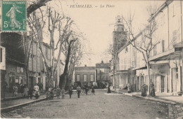 Delcampe - PEYROLLES  LA PLACE CAFE ORIENTAL BOULANGERIE ENFANTS VELO TIMBRE SEMEUSE 5C - Peyrolles