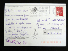 Delcampe - LANSLEBOURG MONT CENIS - SAVOIE - FLAMME VALCENIS AVEC COURONNE A L'ENVERS SUR MARIANNE LUQUET - GRANDS COLS MULTIVUES - Oblitérations Mécaniques (flammes)