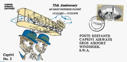 Delcampe - South-West Africa 1978 75th Anniversary Of FIRST POWERED FLIGHT Cover From KATIMA MALILO (Caprivi Strook) To WINDHOEK .. - Avions