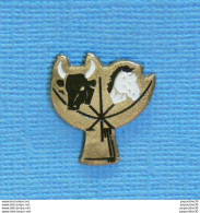 Delcampe - 1 PIN'S //  ** TRIDENT CAMARGUAIS TÊTE DE TAUREAU ET DE CHEVAL BLANC ** - Corrida