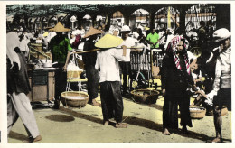 Delcampe - Indochina, VIETNAM SAIGON, Le Marché Market (1950s) P-C 185 Tinted RPPC Postcard - Vietnam