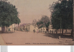 Delcampe - R19-63) LEZOUX - PUY DE DOME - PLACE DES RAMEAUX ET AVENUE DE LA GARE - CARTE TOILEE COULEURS  - ( 2 SCANS ) - Lezoux