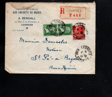 Delcampe - LETTRE RECOMMANDEE A EN TETE D'HOTEL DE LOURDES  1929 - Posttarife