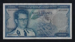 Delcampe - BELGIAN CONGO 1000 FRANCS 1958 P-35 XF++ RARE DATE - BELGIUM ZAIRE - Banque Du Congo Belge