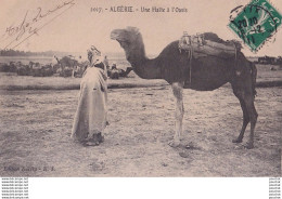 Delcampe - F24-  SCENES ET TYPES - ALGERIE - UNE HALTE A L ' OASIS - CHAMEAU - EN 1911 - Szenen