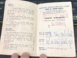Delcampe - VIET NAM South  South Vietnam Bakque Francalse Phap A Ngan Hang Passbook BEFORE YEAR 1972/1975 Very Nice 1 Pcs Passbook - Assegni & Assegni Di Viaggio