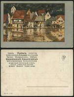 Delcampe - Artist Drawn Houses River Scene Trees Old U.B. Postcard - Non Classés