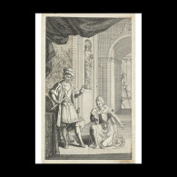Delcampe - Woman Kneels Before A Distinguished Gentleman - Estampes & Gravures