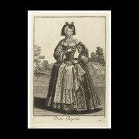 Delcampe - Woman With Scissors And Keys On Her Belt - Estampes & Gravures