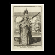 Delcampe - Woman With Lute - Estampes & Gravures