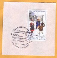 Delcampe - 2023 Moldova Special Postmark „Igor Vieru (1923-1988), Plastic Artist. 100th Birth Annivers, Cutting From An Envelope. - Moldavie