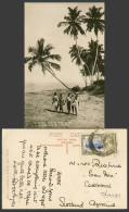 Delcampe - Ceylon Silver Jubilee 6c. 1935 Old Real Photo Postcard Tramping Across The Sands - Sri Lanka (Ceylon)