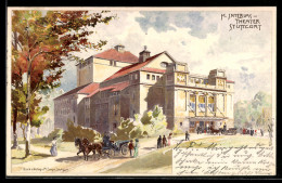 Delcampe - Lithographie Stuttgart, K. Interimstheater - Theater